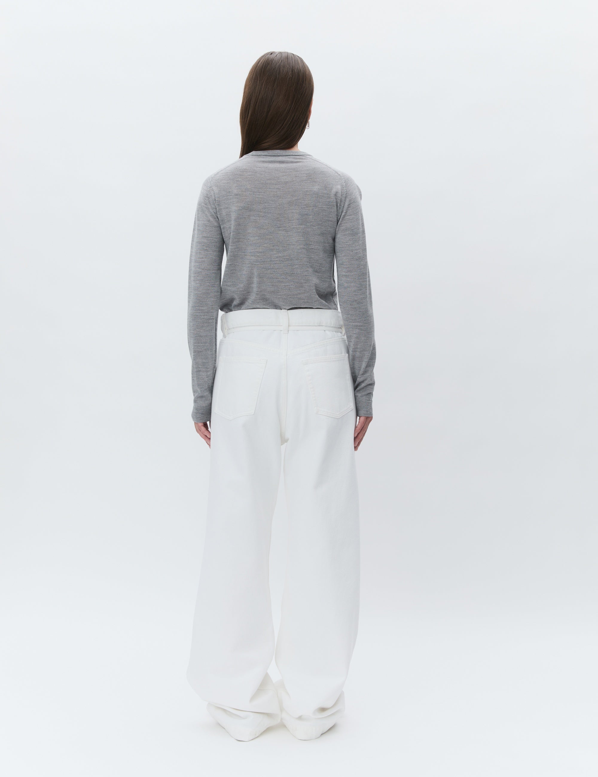 Annabelle uldstriktrøje - Medium grey melange